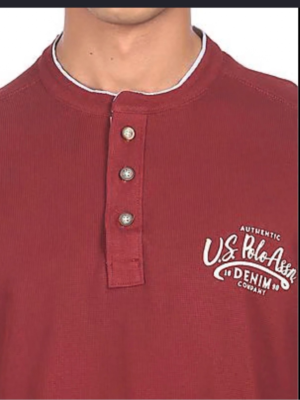 U.S. Polo Assn. Men's Burgundy Henley with Chest Logo